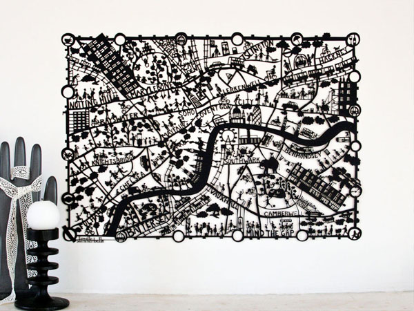 نقشه شهرهای معروف بصورت برش کاغذ 