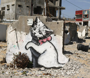 آثار بنکسی بروی دیوارهای غزه